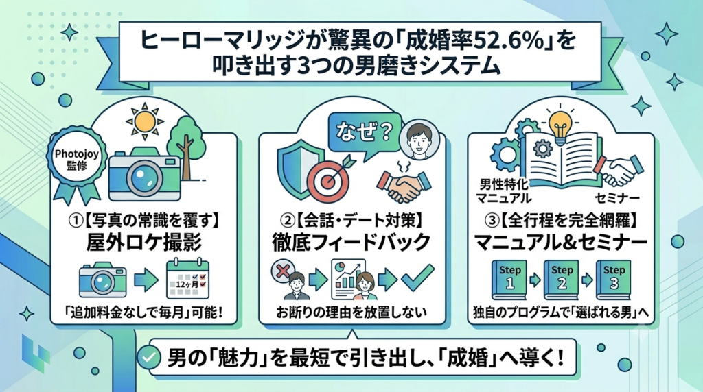 ヒーローマリッジが驚異の「成婚率52.6%」を叩き出す3つの男磨きシステム